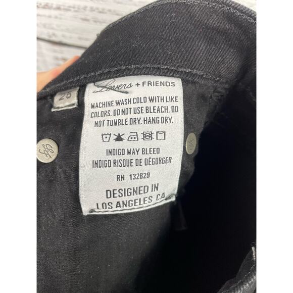 Lovers + Friends Denim Nathan High Rise Long Cut Off Shorts Black 25 Modest 8” - Picture 8 of 10